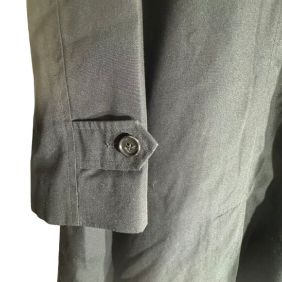 Men's London Fog Classic Water-Resistent Black Trench Coat Size Medium Regular - Picture 3 of 9
